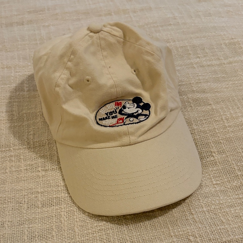 Beige Mickey Embroidered Baseball Cap